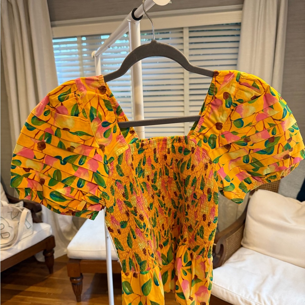 NWOT Farm Rio Yellow Puff Sleeve Top